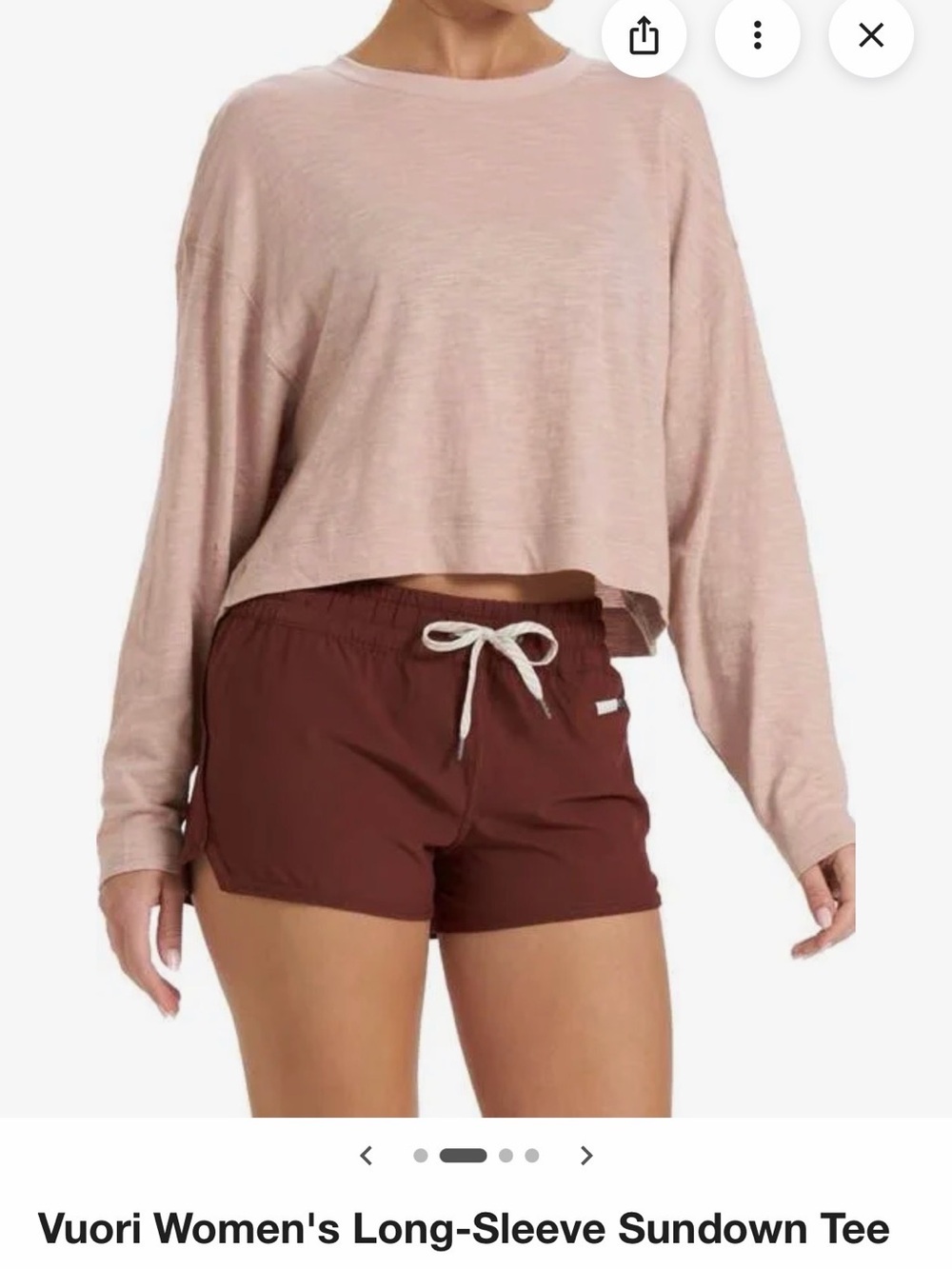 Vuori Women's Long-Sleeve Sundown Tee in Dusty Pink